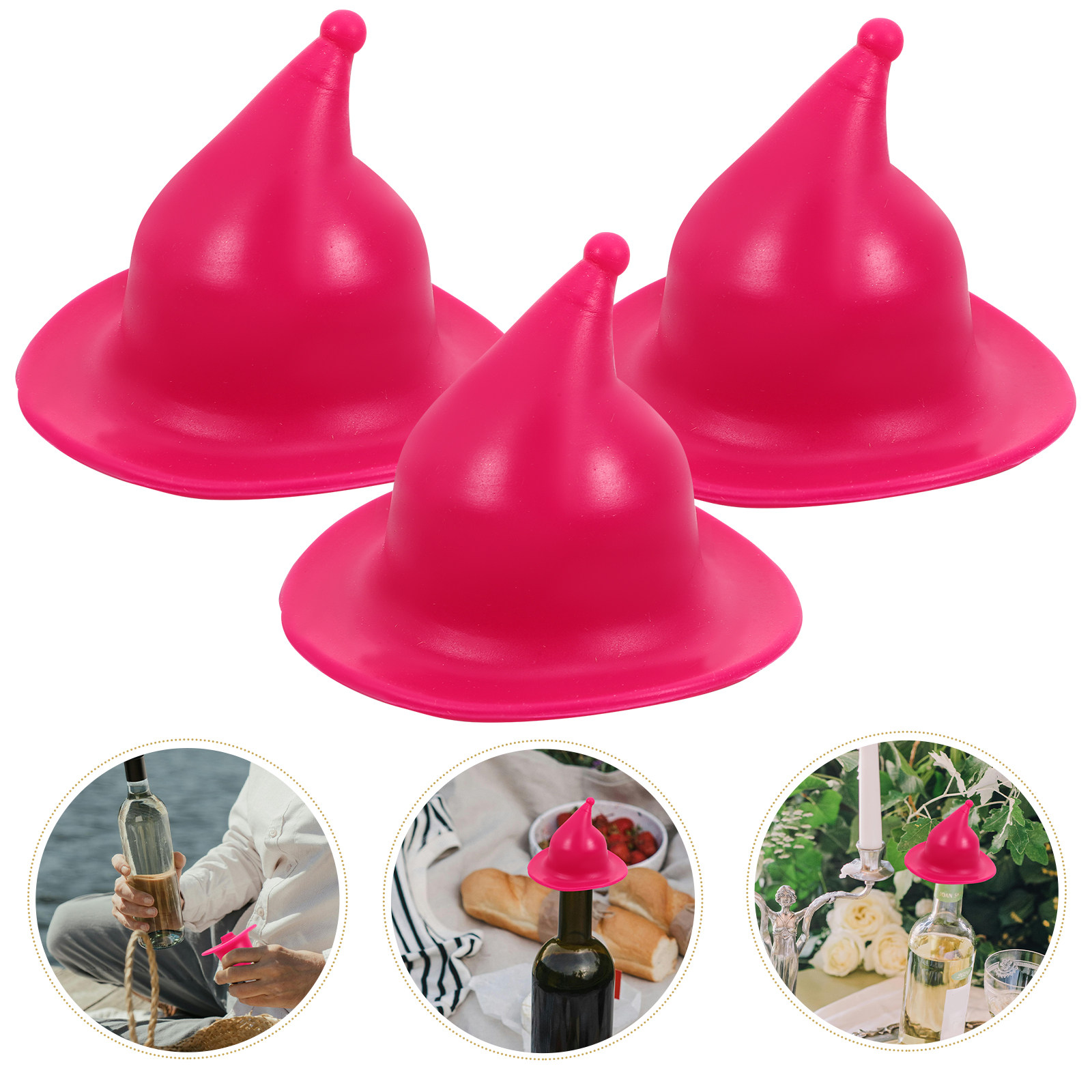 Wine Beer Hat - 4 Adet Silikon Şarap Şişesi Tıpa,